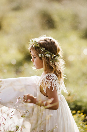 Flower Girl | High Quality Photoshoot Dress Boho |  Lace Flower Girl |  Flower Girl Ivory or White | Junior Bridesmaid | Made in Hawaii