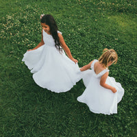 Flower Girl | Photoshoot Dress Boho, Simple Flower Girl Dress, White Lace Timeless, Junior Bridesmaid - Communion dress - Made in USA