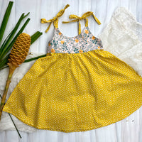 Girls Twirl Dress - Toddler Dress - Baby Girl Dress - Floral Print Girls Dress - Yellow Dress for Girls - Summer Dress  Made in Hawaii USA