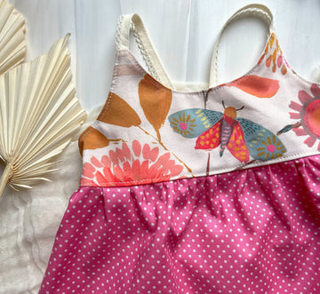 SALE - Last of Stock / Butterfly / Floral / Watercolor Print - Pink Toddler, Youth Girls Dress -Beautiful Dress for Little Girls -  Made in Maui, Hawaii USA
