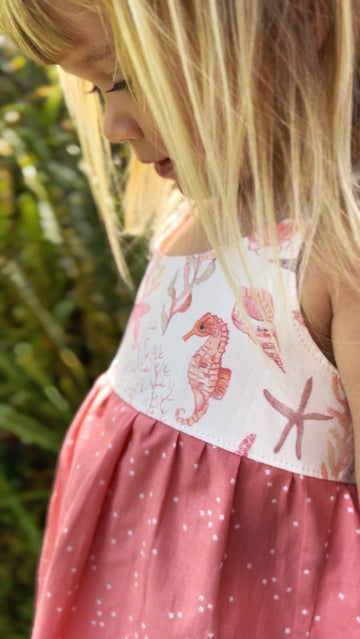 SALE | Girls Dress - Ocean Themed Dress - Toddler Dress - Baby Girl Dress - Fish, Starfish, Seahorse and Seashell Print,  Made in Maui, Hawaii