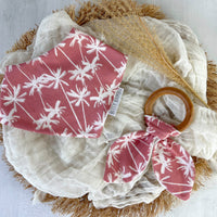 Baby Bib - Bandana Style Drool Bib - Palm Trees - Tropical Baby Gift Made - Baby Shower Gift - Made in Maui, Hawaii USA
