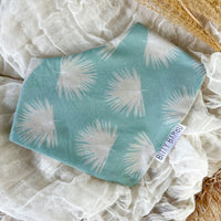 Baby Bib - Bandana Style Drool Bib - Fan Palms in Blue - Gender Neutral Baby Gift - Baby Shower Gift - Made in Maui, Hawaii USA