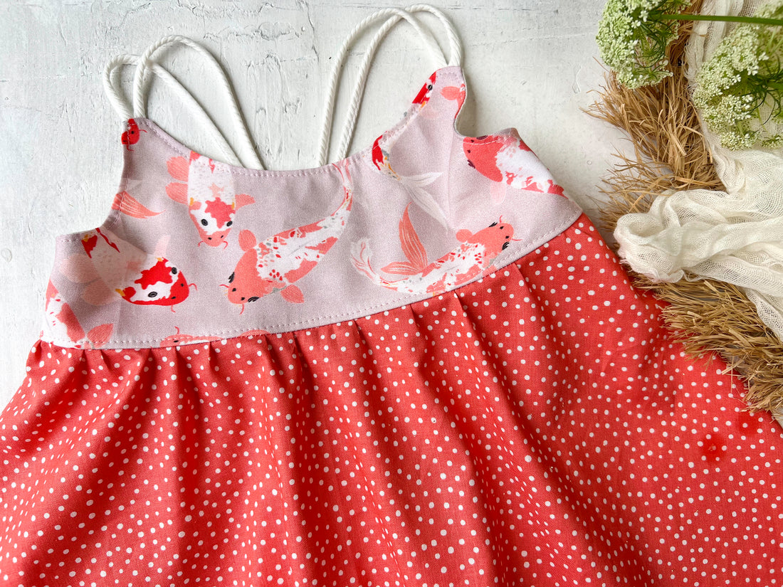 Koi Fish Twirly Girls Dress - Toddler Dress - Baby Girl Dress - Made in Maui, Hawaii
